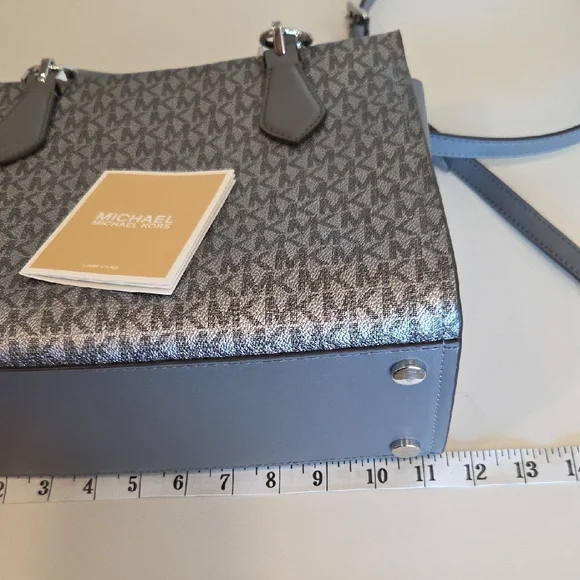 Michael Kors Gray Signature MK Medium Zip Satchel Crossbody - Picture 10 of 12